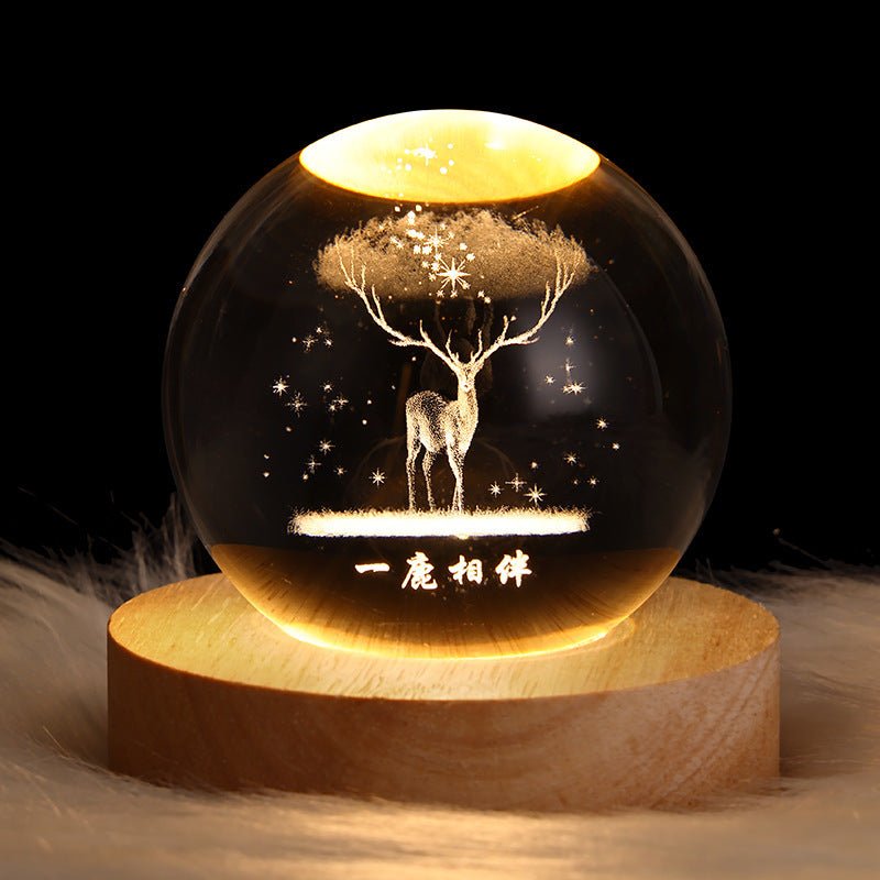 Luminous Starry Sky And Planets Moon Moon Crystal Ball Small Night Lamp Projection Ambience Light Creative Gift New Strange Gift - The Martify