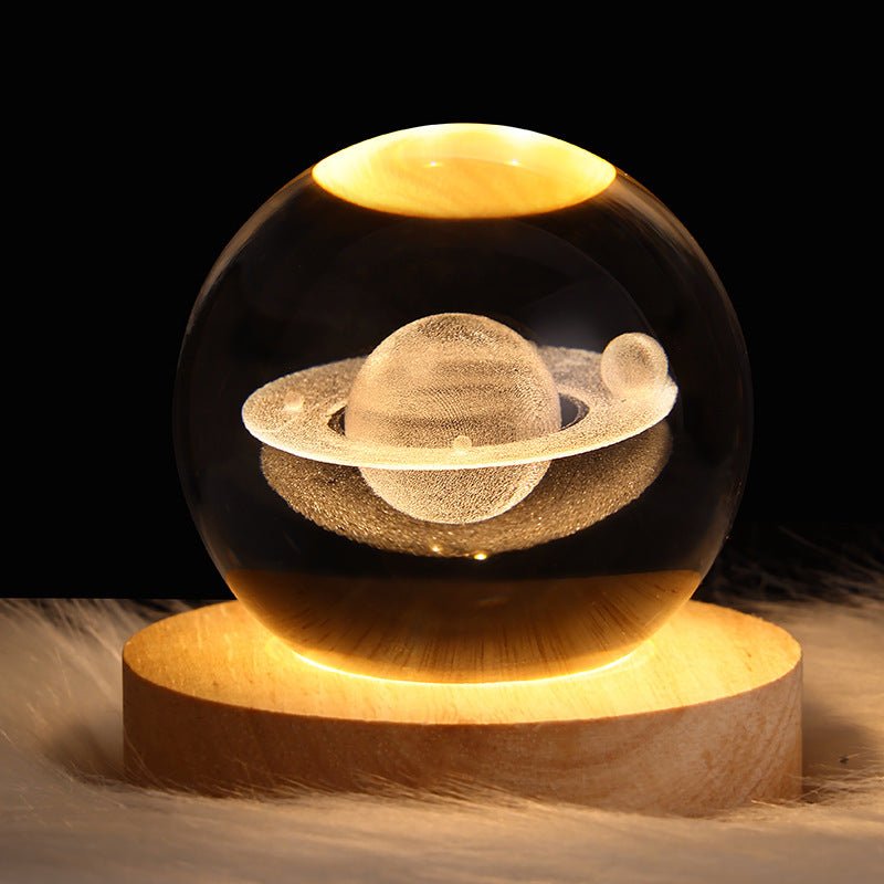 Luminous Starry Sky And Planets Moon Moon Crystal Ball Small Night Lamp Projection Ambience Light Creative Gift New Strange Gift - The Martify