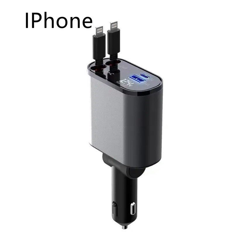 Metal Car Charger 100W Super Fast Charging Car Cigarette Lighter USB And TYPE-C Adapter - The Martify